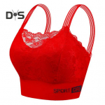 Naiste rinnahoidja lai &otilde;larihm &otilde;&otilde;nes lillemustriline pits &otilde;mblusteta bandeau kokkupuutevastane maksimaalne mugavus p&otilde;rutuskindel Push-up kinnij&auml;&auml;misvastane juhtmevaba M punane