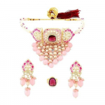 Roosa Meenakari Kaskaad-Vesiputousteemaline Choker Kaelakee, K&otilde;rvar&otilde;ngaste ja S&otilde;rmuse Komplekt Naistele