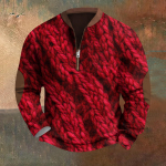 Meeste Retro Casual gradienttr&uuml;kiga kampsun XL punane