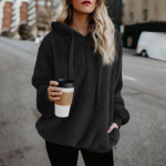 Naiste mood talvefliisid, soojad pl&uuml;&uuml;sist kapuutsiga kapuutsid, vabad vabaaja &uuml;hev&auml;rvilised jakid pulloverid pluss Size  S khaki