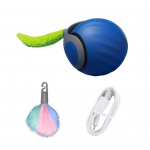 Interaktiivne veerev palliga kassi m&auml;nguasi puutetundlik automaatselt liikuv pall pl&uuml;&uuml;sist sabaga, laetav kassi kiusaja sisetingimustes kassidele sinine