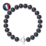 Bracelet - PERLINEA - V&eacute;ritable Perle de Culture d'Eau Douce 9-10 mm - Argent 925 - Fermoir Baton - Noir
