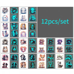 12 tk/komplekt Blue Glow t&auml;toveeringu kleebis veekindel v&auml;ike v&auml;rske mao liblikas elektriline silbiline peokleebiste komplekt t&auml;toveeringu plaastrid 1