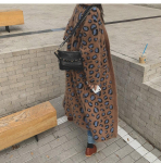 Johnature Leopard Kootud Naiste Korea lahtised pikad mantlid S&uuml;gistalvine kardigan Soe naiste Trench-mantlid XL leopard
