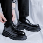MoodMehed Nahast kingad v&auml;litingimustes mood Platvorm Oxfords Slip-on Paks tald Derby kingad Vabaaja Meeste &uuml;mar nina Ametlikud kleidikingad mehed 6.5 must