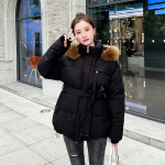 Naiste 2023. aasta talvine uus v&ouml;&ouml;ga salendav jope keskmise pikkusega puuvillane jope M