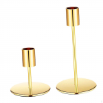2 Candle Holders in Metal Design for Tapered Candles, Ideal Dining Settings kuld