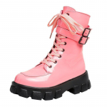 Moodsad naiste keskmise s&auml;&auml;rega saapad Moodsad kommiv&auml;rvi lakknahast t&uuml;drukute kingad 2024 Talv S&uuml;gis K&otilde;rge kontsaga saapad Naine Talvised saapad Mujer9 39 roosa