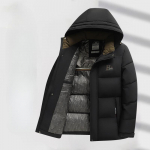 S&uuml;gis- ja talvine kapuutsiga keskealine &auml;ri vabaaja paksendatud soe puuvillase polsterdatud jope 2XL must