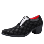 Mood 2024 Uus Mood Sinine Ruuduline Meeste K&otilde;rge Kontsaga King Pointed Nahast Ametlikud Kingad Meeste Paeltega Pulmakingad Meeste zapatos hombre vestir 38