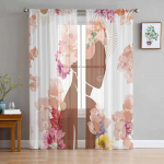 Kosmeetiline meik Poola naiste multifilm T&uuml;llist l&auml;bipaistvad aknakardinad elutuppa Moodsad Voile Organza kardinad kardinad W135 x H115cm x1&Rod Pocket