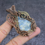 Natural Aquamarine Gemstone Handmade Copper Wire Wrap Jewelry Pendant 2.76 z3m11