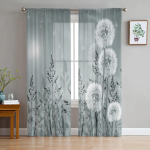Must-valge v&otilde;ililletaim t&uuml;ll-aknakardinad elutuba Organza Sheer Voile kardin Magamistuba K&ouml;&ouml;k Kodukaunistus kardin W135 x H115cm x1&Rod Pocket