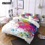V&auml;rviline akvarell tekikott ja padjap&uuml;&uuml;rid Must Mitmev&auml;rviline K&auml;sitsi joonistatud tr&uuml;kis Voodipesukomplekt Queen Size Mikrokiud Abstraktne muster Tekikate 140x200cm 3pcs