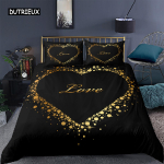 Armastuse Luige Tekikott Romantiline Voodipesukomplekt Mikrokiust Tekikate King Full Armastajatele Paarile Yst&auml;v&auml;np&auml;ev Kodu Toa Dekoratsioon EU Double(200x200cm) black