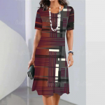 Suvised naisteriided l&uuml;hikeste varrukatega kleidid ebakorrap&auml;raselt prinditud pikk kleit 3d retro stiilis naisteriided lahtised &uuml;mara kaelusega pullover XL