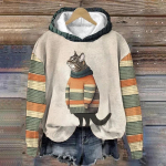 Naiste pusad Naljakad Kawaii Cat Animals Tr&uuml;kitud kapuuts Meestele Pusad Naiste riided Vabaaja pikkade varrukatega Unisex pulloverid 3XL