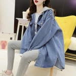 Vabaaja naiste kauboi mantlid kapuutsiga jakid keskmise pikkusega kevadine korea versioon avara ja laisa stiiliga jakk naiste riided XL sinine