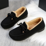 Talvised paksustatud pluss sametist naiste mokassiinid, soojad kunstlambavillast herneskingad, &uuml;mara ninaga, puuvillased platvormiga baleriinad, pealepandavad, libisemiskindlad, zapato 38 must