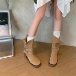 Talvised Uued Paksud Kontsad Naiste Keskmise S&auml;&auml;rega Saapad &Uuml;hev&auml;rvilised Vintage Kingad Moodne Pandlaga L&auml;&auml;ne-Cowboy Ratsu Saapad Naistele 35 khaki