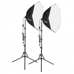 Andoer Stuudiofotograafia Softboxi komplekt koos 70 cm/28-tollise kaheksanurga fotograafia Softboxiga * 2 + 1,5 M metallist EU