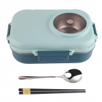 Termiline l&otilde;unakarp 1100ml Kahekihiline 3 sektsiooniga disain 304 roostevabast terasest bento karp s&ouml;&ouml;gipulkadega L roheline