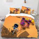 Astro Bot Armas multikas Voodipesukomplekt Tekikomplekt &Uuml;hekohaline Kahekohaline Voodi King Size Voodikomplekt T&auml;iskasvanud poisid Magamistuba Tekikott Padjap&uuml;&uuml;r 150X200cm-3pcs