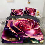 Roosad Roosi Tekikotikomplekt Queen Size King Full 3D Voodipesukomplektid Lillega Padjap&uuml;&uuml;r Tekk-Voodikate komplektid Voodipesu Voodi 220x240 70x133cm 2pcs