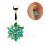 1 tk kullatud rhinestones keha augustamine nabar&otilde;ngas kangiga n&ouml;&ouml;p naba lillekimp roosa