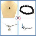 Pierres et Min&eacute;raux. Parure bijoux Bracelet Collier 1 Perle Agate noire 8 mm. Chaine en Taille personnalisable.