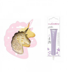 Kit pour biscuit en relief Licorne + Stylo au chocolat lilas