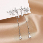 Banyan Tree S925 h&otilde;bedased Fairy Tuttk&otilde;rvar&otilde;ngad teemantlillekujundusega ES2002; 925 Silver plaatina