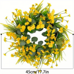 45 cm V&auml;ike karikakra p&auml;rg Kodukaunistused Kevadine p&auml;rg V&auml;rviline lillep&auml;rg K&auml;sitsi valmistatud materjal pere kokkutulekute ukse- ja poekaunistuste jaoks peotarbed 17.7IN kollane