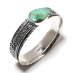 Natural Chrysoprase Gemstone Handmade 925 Sterling Silver Cuff Bangle 7.5 k2n80