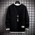 Meeste avara sviitriga meeste Slim Fit moodne silmkoeline kampsun Meeste paks soe kampsun Homme retrotriibulised kampsunid M must