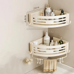 Puurimiseta vannitoa 2-korruseline riiul metallist riiul &scaron;ampoonihoidja nurgariiul tualettriiul ilma puurimiseta vannitoatarvikud WC jaoks