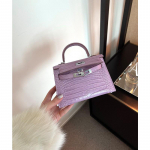 K&otilde;rgetasemeline Crossbody kott Moodne Roosa Lilla Krokodillimuster Ehtne Nahk Teise p&otilde;lvkonna kott Naiste kott 2025 Uus mudel 19x6x13cm lilla