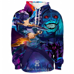 Harajuku Anime Solo Leveling Sung Jin Woo graafiline kapuutsiga pusa meestele, lahtised pikkade varrukatega dressipluusid, moodsad manga kapuutsid, meeste riided M