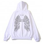 Helkivad kapuutsid The Angel On Your Back Kirjaga tr&uuml;kitud Street Style Paks Unisex kapuutsid Talvine soe Pullover Coat Naiste Punk Hoodid M valge