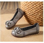 2024 Uued retro lillelised madalad naiste peale libistatavad madalad kingad naiste k&auml;sitsi valmistatud lehmanahast mokassiinid naiste autojuhikingad vanaema madalad kingad 35 hall v&auml;rv