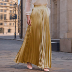 Naiste vabaaja volditud &uuml;hev&auml;rviline poolseelik, volditud A-l&otilde;ikeline seelik, laiaulatuslik p&otilde;randani ulatuv seelik XL kuld