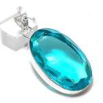Natural Swiss Blue Topaz Gemstone 925 Sterling Silver Jewelry Pendant 2.17 v3z30