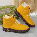 Br&auml;nd K&otilde;rge s&auml;&auml;rega Karusnahast Naiste Saapad Talvised Pahkluusaapad K&auml;sitsi &Otilde;mmeldud Niidiga Nahast Mokassiinid Puuvillased Kingad Naised L&uuml;hikesed Lumesaapad Botas 38 kollane