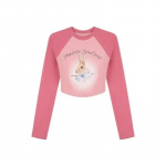 Kawaii Pink Rabbit Print Crop T-s&auml;rgid Naiste Harajuku Magusad, armsad graafilised topid T&auml;navar&otilde;ivad Vintage seksikad pikkade varrukatega s&auml;rgid M roosa