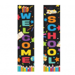 Welcome Back to School Banner Decoration First Day of School Backdrop Door Sign for School Classroom Decorations A