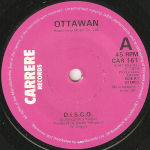 7-tolline plaat OTTAWAN - D.I.S.C.O. CAR161 Carrere 1979 UK Pop Kasutatud pink