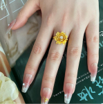 24K iidne kuld tsirkoon lootose avatud s&otilde;rmus, uus hiina kergluksuslik peen disains&otilde;rmus, isikup&auml;rastatud ni&scaron;iehted