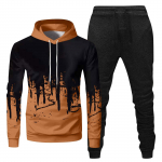 Meeste kapuutsiga spordidress, Unisex, kaheosalised jooksuriided, pikkade varrukatega pulloverid, pusad ja dressip&uuml;ksid XL oranž