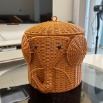 Charming Elephant Rattan-Style Storage Basket for Toys, Clothes, and More