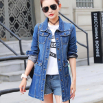 Kevads&uuml;gisne naiste teksajakk vaba vabaaja pikkade varrukatega teksadest v&auml;lisriided suures suuruses naiste mitme taskuga tuulejope L gray